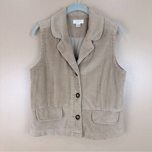Christopher & Banks Tan Corduroy Vest Small Prep Ivy League Riding Neutral